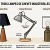 Lampe de chevet style industriel bois : lampe à poser tendance