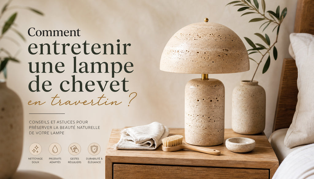Lampe de chevet en travertin