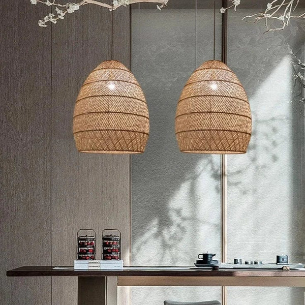 lampe de chevet suspendue rotin