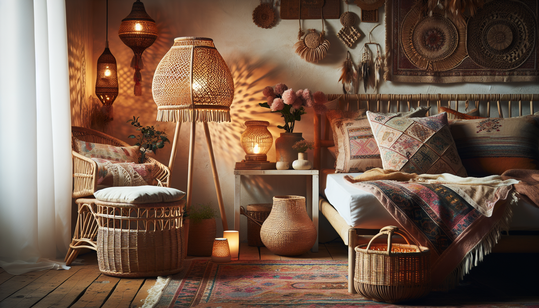 lampe de chevet rotin