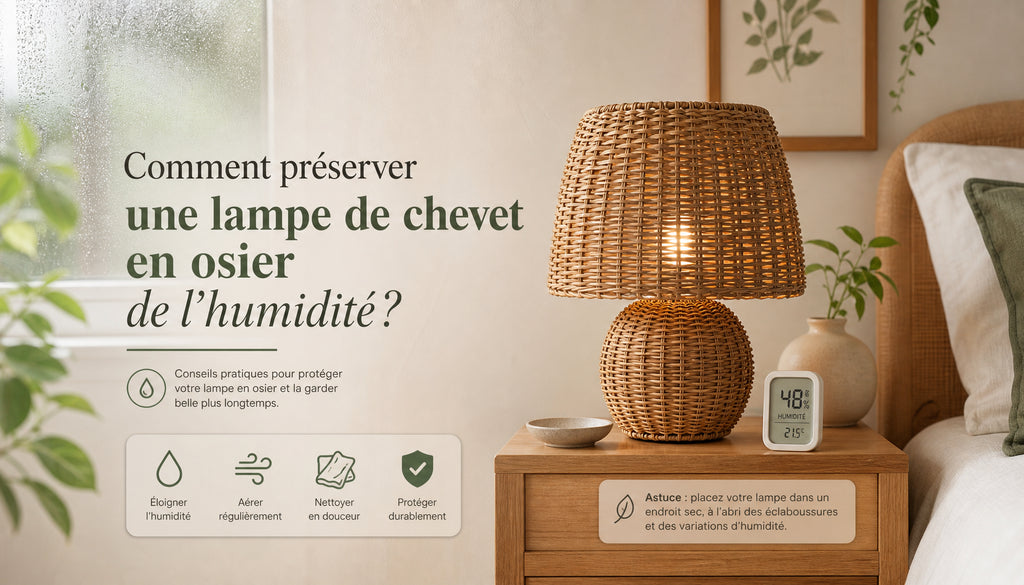Lampe de chevet en osier